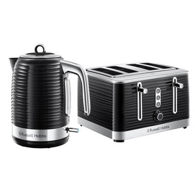 Russell Hobbs Inspire Kettle & 4 Sl Toaster Set Black DIY at B&Q