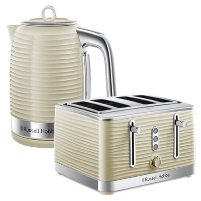 Russell Hobbs Inspire Kettle & 4 Sl Toaster Set Cream DIY at B&Q