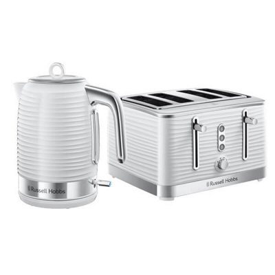 Russell Hobbs Inspire Kettle & 4 Sl Toaster Set White DIY at B&Q