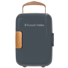 Russell Hobbs Mini Cooler 4L 6 Cans Portable Drinks and Cosmetics Scandi Grey & Wood Effect RH4CLR1001SCG