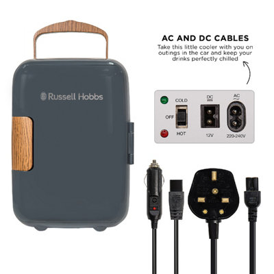 Russell Hobbs Mini Cooler 4L 6 Cans Portable Drinks and Cosmetics Scandi Grey & Wood Effect RH4CLR1001SCG - 3