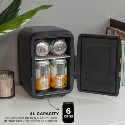 Russell Hobbs Mini Cooler 4L 6 Cans Portable Drinks and Cosmetics Scandi Grey & Wood Effect RH4CLR1001SCG - 4