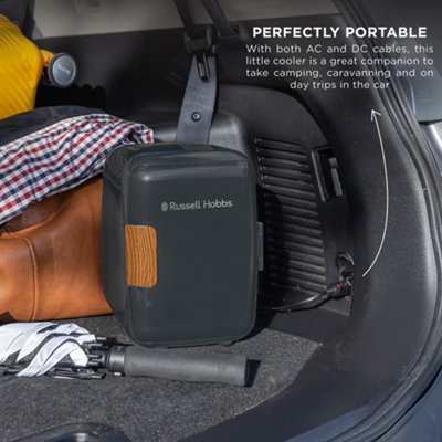Russell Hobbs Mini Cooler 4L 6 Cans Portable Drinks and Cosmetics Scandi Grey & Wood Effect RH4CLR1001SCG - 7