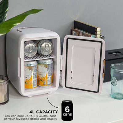 Russell Hobbs Mini Cooler 4L 6 Cans Portable Drinks and Cosmetics Scandi White & Wood Effect RH4CLR1001SCW - 4