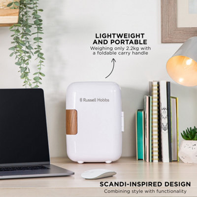 Russell Hobbs Mini Cooler 4L 6 Cans Portable Drinks and Cosmetics Scandi White & Wood Effect RH4CLR1001SCW - 7