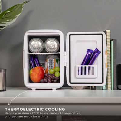 Russell Hobbs Mini Cooler 4L 6 Cans Portable Drinks and Cosmetics Scandi White & Wood Effect RH4CLR1001SCW - 8