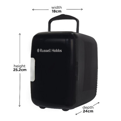 Russell Hobbs Mini Cooler 4L 6 Cans Portable for Drinks and Cosmetics Black RH4CLR1001B