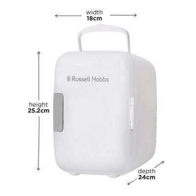 Russell Hobbs Mini Cooler 4L 6 Cans Portable for Drinks and Cosmetics White RH4CLR1001