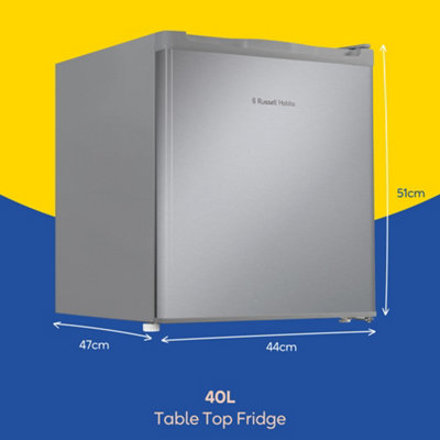 Russell Hobbs Mini Fridge 40L Stainless Steel Effect Quiet Larder Fridge RHTTLF2E1SS