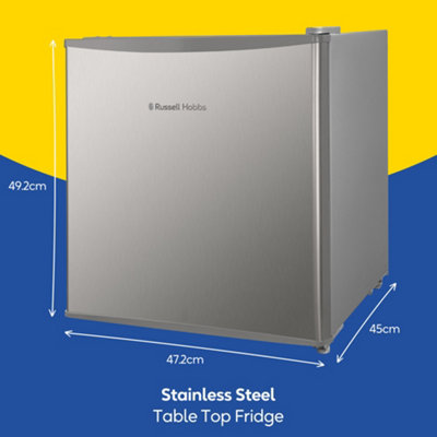 Russell Hobbs Mini Fridge 43 Litre Table Top Fridge Stainless Steel RHTTLF1SS