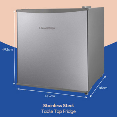 Russell Hobbs Mini Fridge 43L Table Top Fridge with Ice Box Silver RHTTF0E1SS