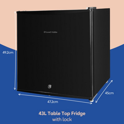 Russell Hobbs Mini Fridge and Cooler with Lock 43L Black Table Top RHTTF0E1B-LCK