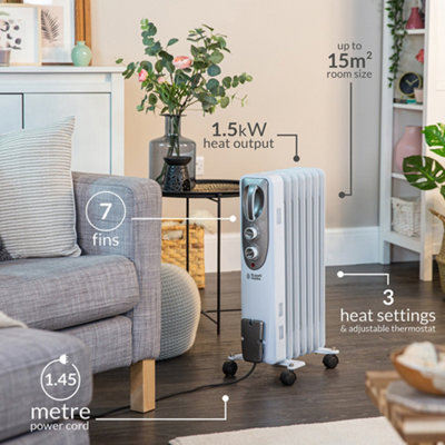 Russell Hobbs Oil Filled Radiator 1500W 7 Fin White RHOFR5001 | DIY at Bu0026Q