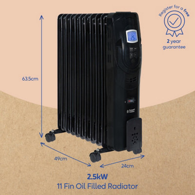 Russell Hobbs Oil Filled Radiator 2500W 11 Fin Black RHOFR5003B | DIY at Bu0026Q