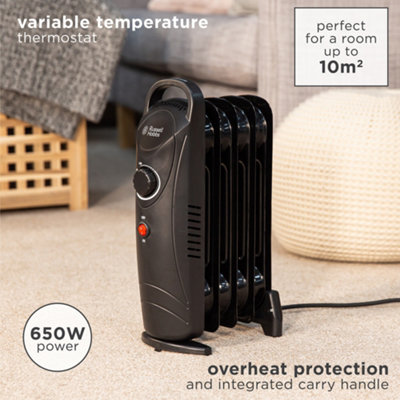 Russell Hobbs Oil Filled Radiator 650W 5 Fin Black RHOFR3001 | DIY at Bu0026Q