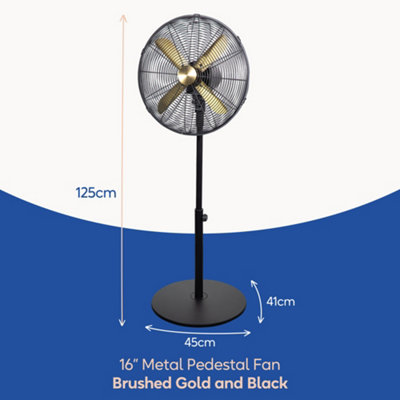 Russell Hobbs Pedestal Fan Cooling 3 Speeds Brushed Gold & Black RHMPF1601BG