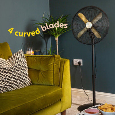 Russell Hobbs Pedestal Fan Cooling 3 Speeds Brushed Gold & Black RHMPF1601BG - 7