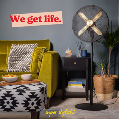 Russell Hobbs Pedestal Fan Cooling 3 Speeds Brushed Gold & Black RHMPF1601BG - 8
