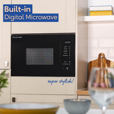 RUSSELL HOBBS RHBM2002B BUILT IN 20 LITRE BLACK TOUCH CONTROL DIGITAL MICROWAVE WITH GRILL