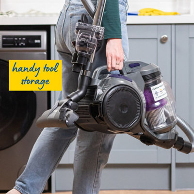 Russell Hobbs Cylinder Vacuum Cleaner ATLAS2 PET 2.5 Litre Grey & Purple with 3 in 1 Multi-Tool, Triple Dust Lock 700W High Efficiency Motor, PET