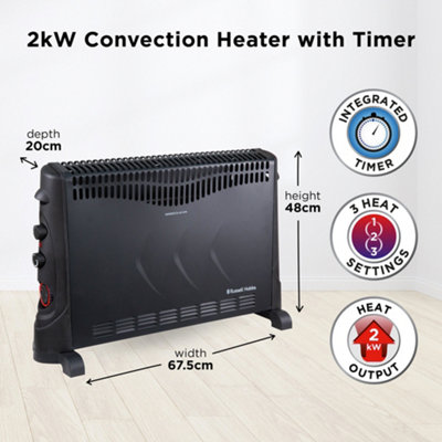 Russell Hobbs RHCVH4002B 2kW Convection Heater with Timer in Black - 3