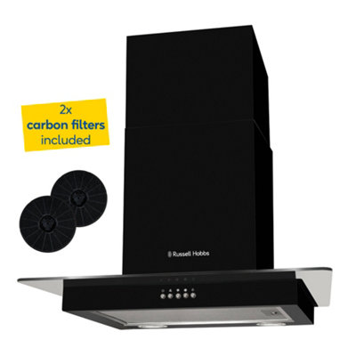 RUSSELL HOBBS RHFGCH601B 60CM FLAT GLASS COOKER HOOD - BLACK