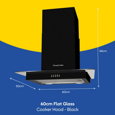 RUSSELL HOBBS RHFGCH601B 60CM FLAT GLASS COOKER HOOD - BLACK