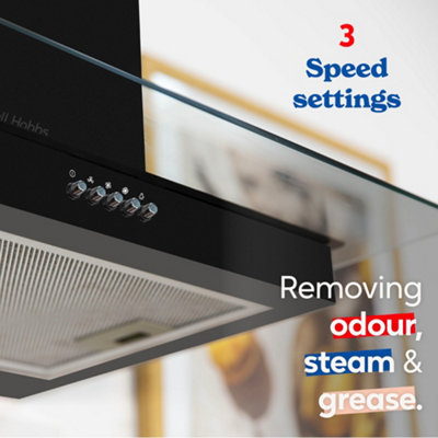 RUSSELL HOBBS RHFGCH601B 60CM FLAT GLASS COOKER HOOD - BLACK - 8