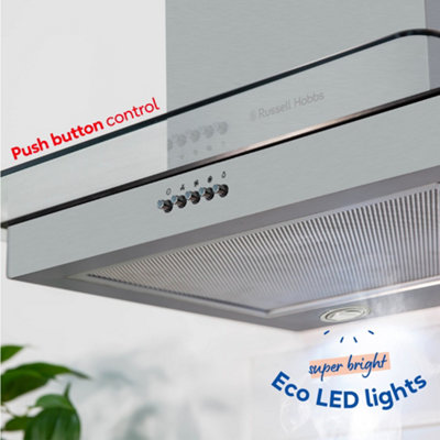 RUSSELL HOBBS RHFGCH601SS 60CM FLAT GLASS COOKER HOOD - STAINLESS STEEL - 6