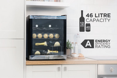 Russell Hobbs RHGWC1B-C Black Glass Door Drinks & Wine Cooler - 3