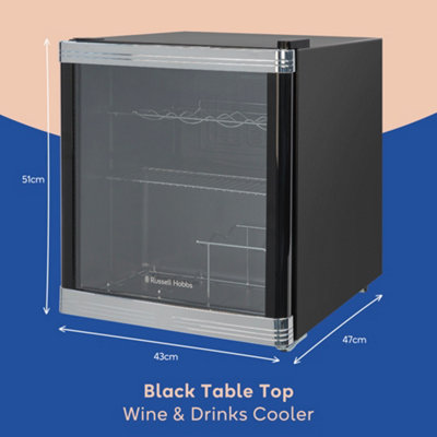 Russell Hobbs RHGWC1B-C Black Glass Door Drinks & Wine Cooler - 9