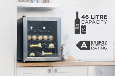 Russell Hobbs RHGWC3SS-C Stainless Steel Glass Door Drinks & Wine Cooler - 3