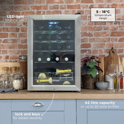 Russell Hobbs RHGWC4SS-LCK 20 Bottle Lockable Wine Cooler in Stainless Steel - 3