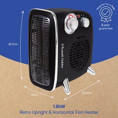 Russell Hobbs RHRETHFH1001B Vertical/Horizontal Retro Fan Heater in Black |  DIY at Bu0026Q