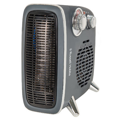 Russell Hobbs RHRETHFH1001G Upright u0026 Flatbed Grey Retro Fan Heater | DIY  at Bu0026Q