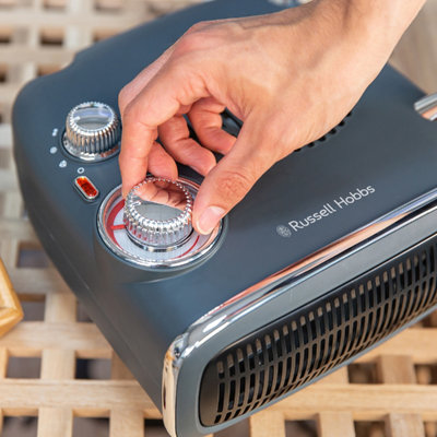 Russell Hobbs RHRETHFH1001G Upright u0026 Flatbed Grey Retro Fan Heater | DIY  at Bu0026Q