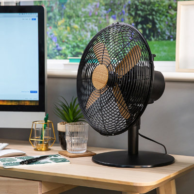Russell Hobbs Scandi Desk Fan 12 Inch Black and Wood Effect RHMDF1201WDB - 6