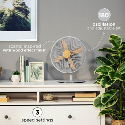 Russell Hobbs Scandi Desk Fan 12 Inch Grey and Wood Effect RHMDF1201WDG - 3