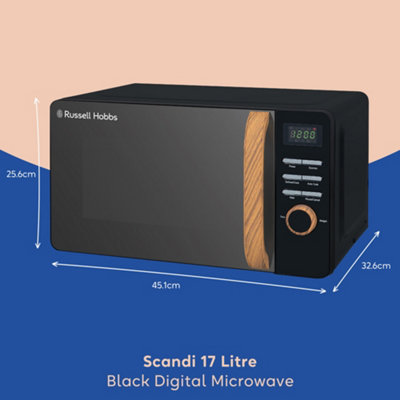 Russell Hobbs Scandi Microwave 17 Litre 700W Matt Black Wood Effect Digital RHMD714B N