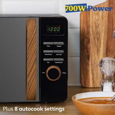 Russell Hobbs Scandi Microwave 17 Litre 700W Matt Black Wood Effect Digital RHMD714B N