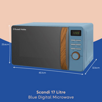 Russell Hobbs Scandi Microwave 17 Litre 700W Matt Blue Wood Effect Digital RHMD714BL N