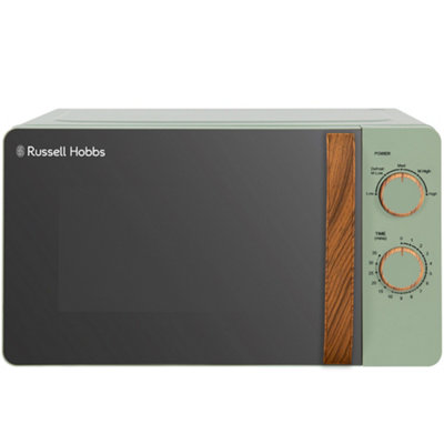 Russell Hobbs Scandi Microwave 17 Litre 700W Matt Green Wood Effect