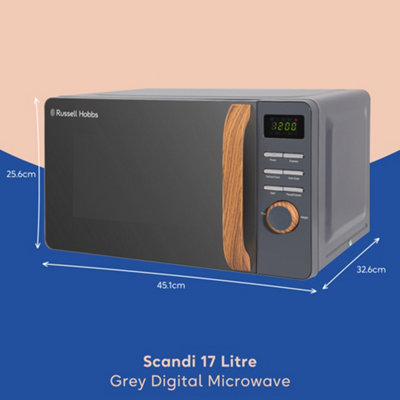 Russell Hobbs Scandi Microwave 17 Litre 700W Matt Grey Wood Effect Digital RHMD714G-N