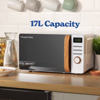 Russell Hobbs Scandi Microwave 17 Litre 700W White Wood Effect Digital RHMD714 N