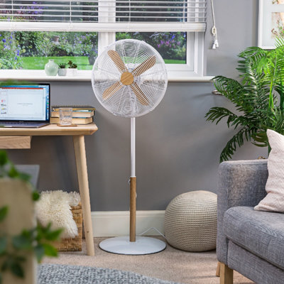 Russell Hobbs Scandi Pedestal Fan 16 Inch White and Wood Effect RHMPF1601WDW - 4