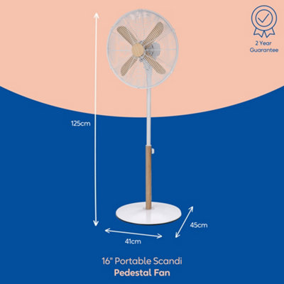 Russell Hobbs Scandi Pedestal Fan 16 Inch White and Wood Effect RHMPF1601WDW - 8