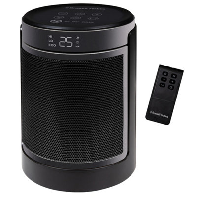 Russell Hobbs Space Heater in Black & Silver 1500W Portable Oscillating Ceramic Round Electric Heater RHCH2002S