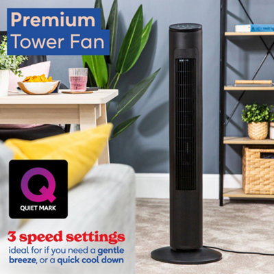 Russell Hobbs Tower Fan Electric 3 Speed Premium Black with Remote RHTWR3SB - 3