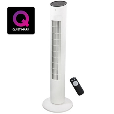 Russell Hobbs Tower Fan with Remote Control 1m Height 3 Speed Settings Oscillating 32W White RHTWR3S