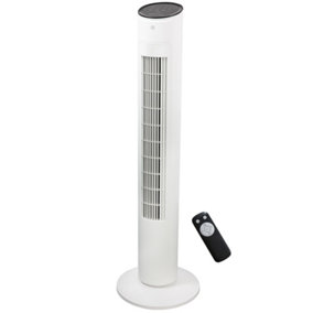 Russell Hobbs Tower Fan with Remote Control 1m Height 3 Speed Settings Oscillating 32W White RHTWR3S